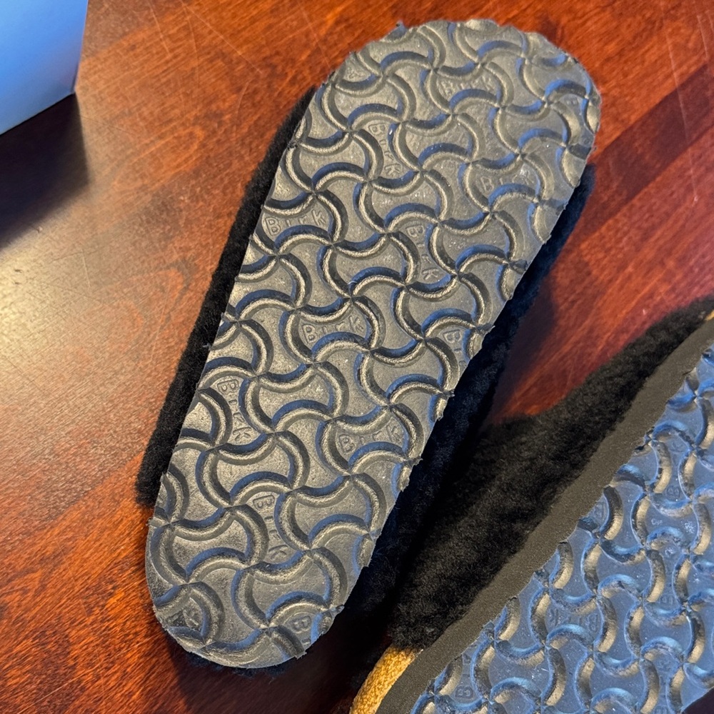 Papillio Arizona Big Buckle Pap Cozy Teddy Black Sherpa Sandal Slides - Picture 9 of 11